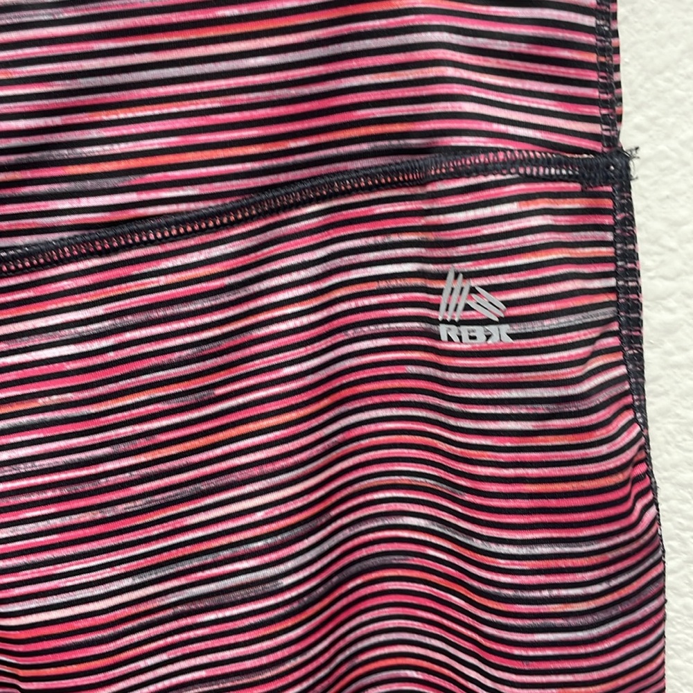 RBX Women’s Large Pink and Black Striped Capri Leggings - Picture 4 of 8